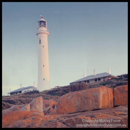 Point Hicks lighthouse in early morning Arca-Swiss 5x4" monorail camera 6:45am 26 April 1987 65mm Schneider Super Angulon (?) f16 either 1/2 or 4 seconds plus polariser Fujichrome 50
